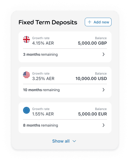 GBP, USD and EUR options available